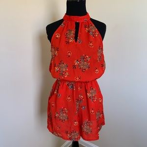 Floral Tie Neck Romper